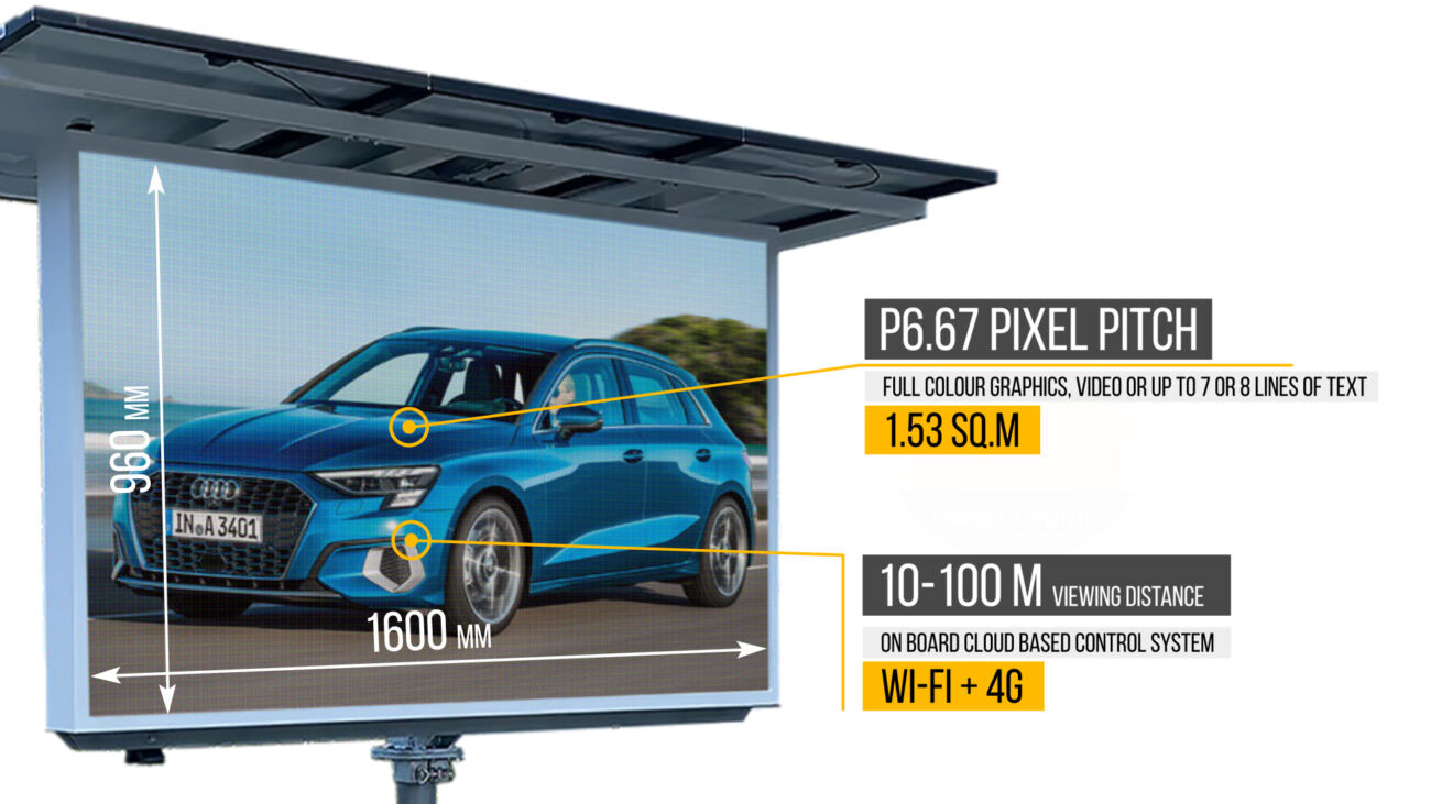 Full-colour graphics, video, or up to 7 or 8 lines of text on a single screen, can be displayed perfectly on this P10 pixel pitch screen.